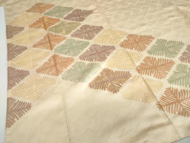 平和屋着物●訪問着　駒刺繍　松葉文　正絹　逸品　DABG2327ud