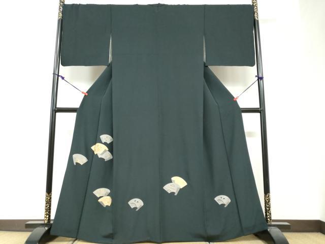 平和屋着物●訪問着　駒刺繍　地紙重ね文　金銀彩　正絹　逸品　DABG2330ud