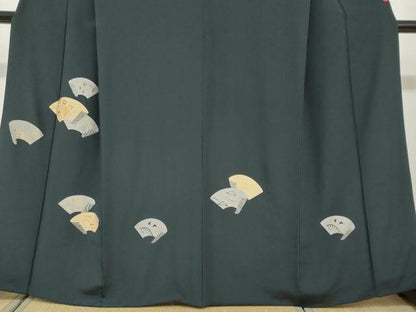平和屋着物●訪問着　駒刺繍　地紙重ね文　金銀彩　正絹　逸品　DABG2330ud