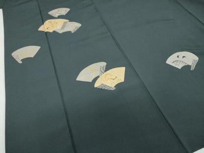 平和屋着物●訪問着　駒刺繍　地紙重ね文　金銀彩　正絹　逸品　DABG2330ud