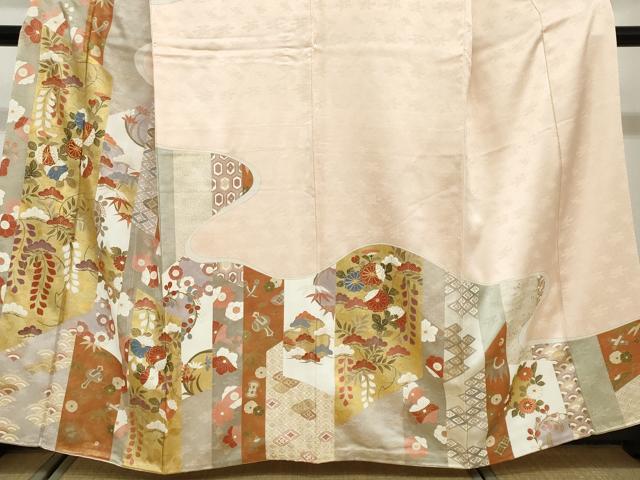 平和屋着物●訪問着　駒刺繍　吉祥草花文　金彩　正絹　逸品　DABG2333ud