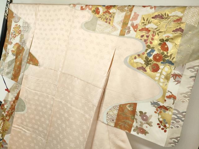 平和屋着物●訪問着　駒刺繍　吉祥草花文　金彩　正絹　逸品　DABG2333ud