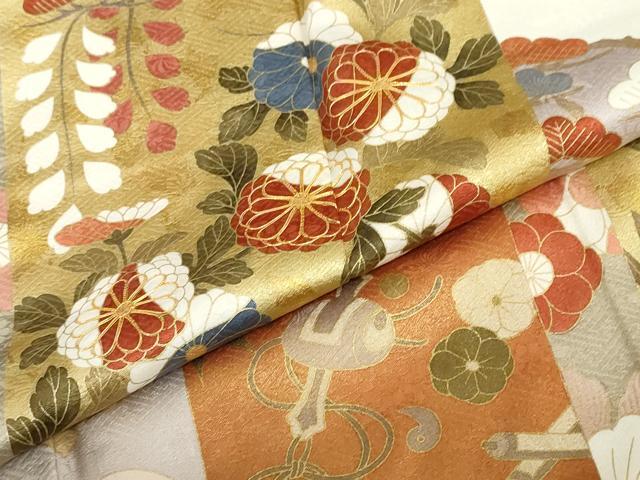 平和屋着物●訪問着　駒刺繍　吉祥草花文　金彩　正絹　逸品　DABG2333ud