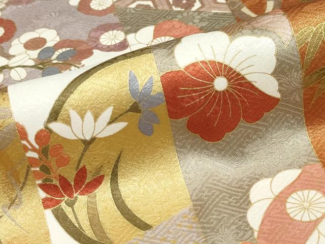 平和屋着物●訪問着　駒刺繍　吉祥草花文　金彩　正絹　逸品　DABG2333ud