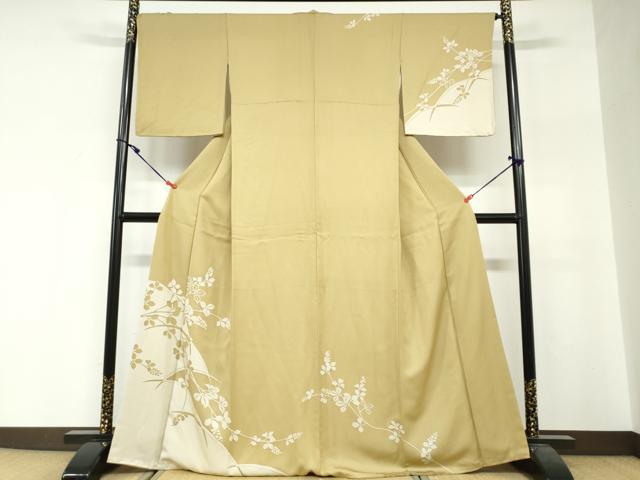 平和屋着物●訪問着　駒刺繍　枝葉文　正絹　逸品　DABG2335ud