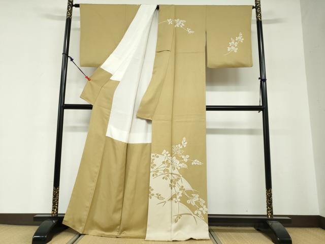 平和屋着物●訪問着　駒刺繍　枝葉文　正絹　逸品　DABG2335ud