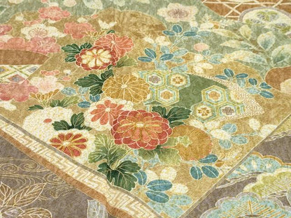 平和屋着物●訪問着　駒刺繍　吉祥草花文　暈し染め　金彩　正絹　逸品　DABG2336ud