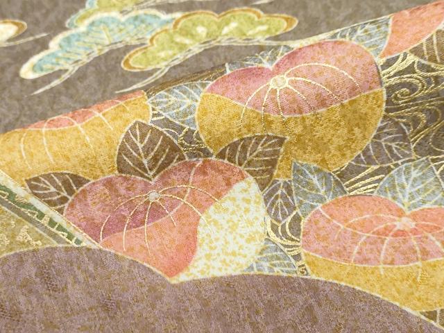 平和屋着物●訪問着　駒刺繍　吉祥草花文　暈し染め　金彩　正絹　逸品　DABG2336ud