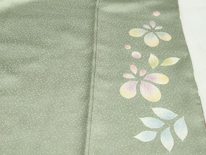 平和屋着物●訪問着　駒刺繍　吉祥草花文　暈し染め　金彩　正絹　逸品　DABG2336ud