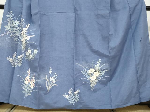 平和屋着物●訪問着　作家物　紬地　草花文　正絹　逸品　DABG2338ud