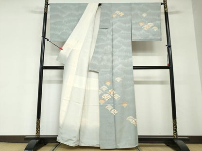 平和屋着物●訪問着　鹿の子草花文　金彩　正絹　逸品　DABG2339ud