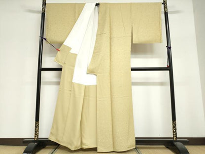 平和屋着物●上質な色無地　草花地紋　木蘭色　さが美扱い　正絹　逸品　未使用　DABG2344ud