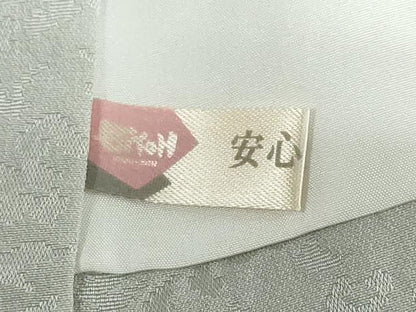 平和屋着物●上質な色無地　横段吉祥花地紋　灰青色　正絹　逸品　DABG2345ud