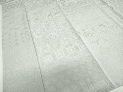 平和屋着物●上質な色無地　横段吉祥花地紋　灰青色　正絹　逸品　DABG2345ud