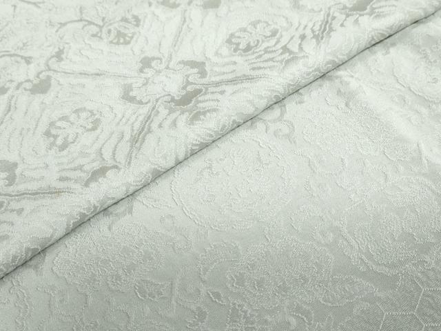 平和屋着物●上質な色無地　横段吉祥花地紋　灰青色　正絹　逸品　DABG2345ud
