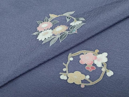 平和屋着物●上質な小紋　友禅　草花丸文　正絹　逸品　未使用　DABG2346ud