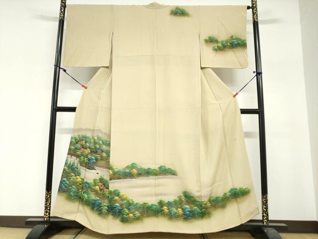 平和屋着物●訪問着　作家物　手描き　樹林風景文　暈し染め　金彩　正絹　逸品　DABG2352ud