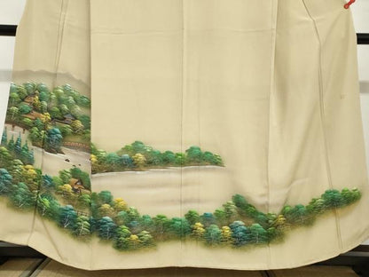 平和屋着物●訪問着　作家物　手描き　樹林風景文　暈し染め　金彩　正絹　逸品　DABG2352ud
