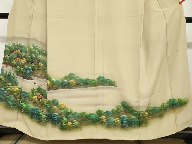 平和屋着物●訪問着　作家物　手描き　樹林風景文　暈し染め　金彩　正絹　逸品　DABG2352ud