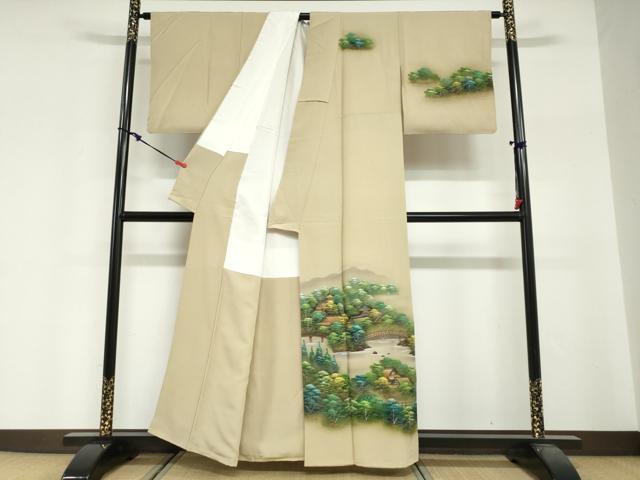 平和屋着物●訪問着　作家物　手描き　樹林風景文　暈し染め　金彩　正絹　逸品　DABG2352ud