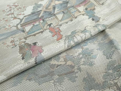 平和屋着物●本場大島紬　白大島　7マルキ　総絣　人物風景文　正絹　逸品　未使用　DABG2355ud
