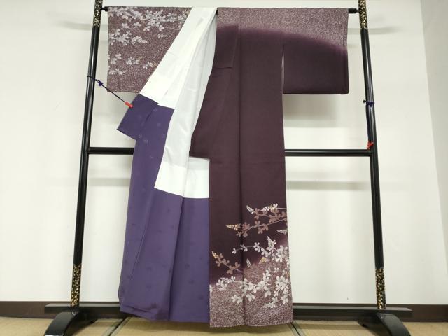 平和屋着物●皇室デザイナー　中村乃武夫　訪問着　枝葉文　たたき染め　金彩　正絹　逸品　DABG2356ud