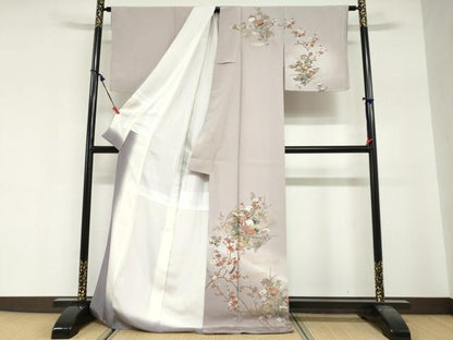 平和屋着物●訪問着　短冊吉祥草花文　暈し染め　金銀彩　ロング丈　正絹　逸品　DABG2357ud