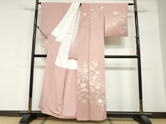 平和屋着物●訪問着　友禅　作家物　枝花文　暈し染め　正絹　逸品　DABG2360ud
