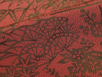 平和屋着物●色留訪問着　型染め　地紙花鳥文　鬼しぼ縮緬　正絹　逸品　DABG2362ud