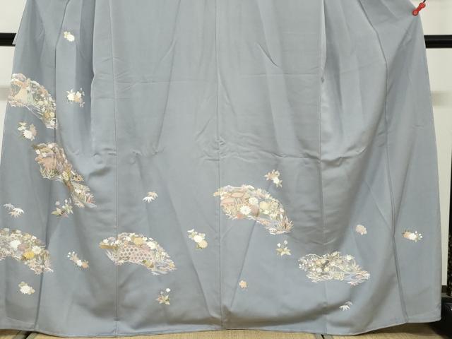 平和屋着物●創業460年・千總　訪問着　駒刺繍　流水草花籬文　金彩　高島屋扱い　正絹　逸品　未使用　DABG2365ud
