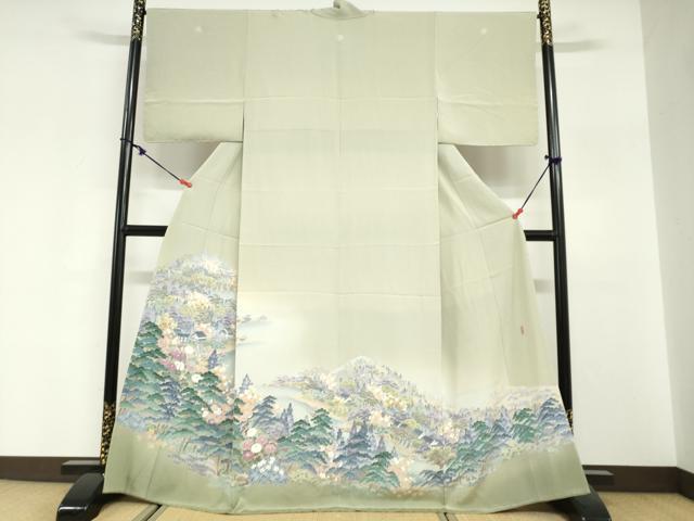 平和屋着物●豪華色留袖　友禅　作家物　風景浜松文　暈し染め　正絹　逸品　未使用　DABG2370ud