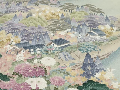 平和屋着物●豪華色留袖　友禅　作家物　風景浜松文　暈し染め　正絹　逸品　未使用　DABG2370ud