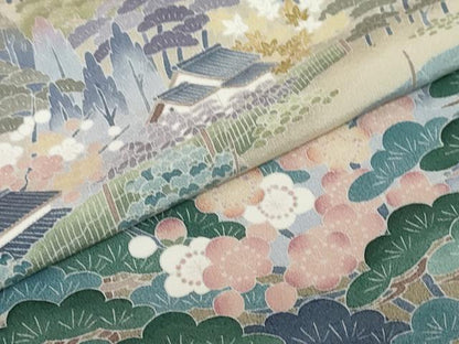 平和屋着物●豪華色留袖　友禅　作家物　風景浜松文　暈し染め　正絹　逸品　未使用　DABG2370ud