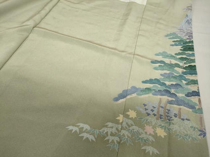 平和屋着物●豪華色留袖　友禅　作家物　風景浜松文　暈し染め　正絹　逸品　未使用　DABG2370ud