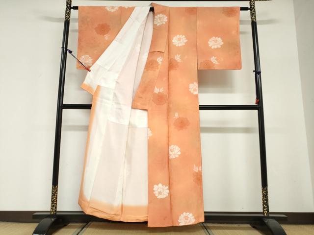 平和屋着物●上質な小紋　地紋起こし　草花文　正絹　逸品　DABG2371ud