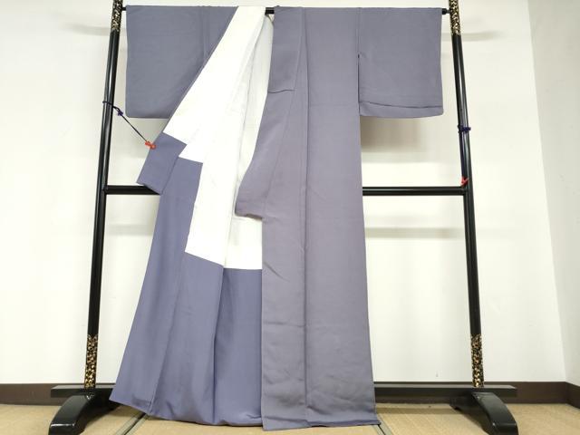 平和屋着物●上質なお召　色無地　薄鼠色　正絹　逸品　DABG2372ud