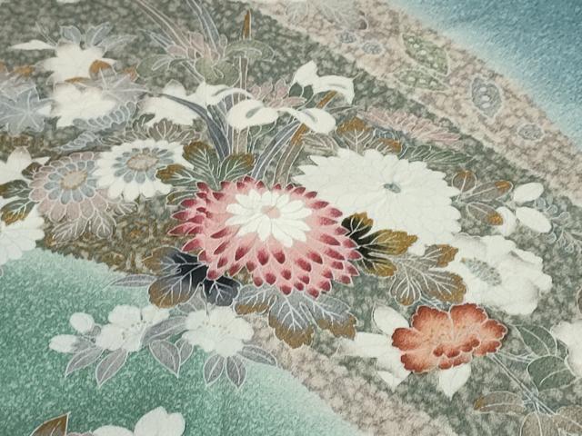 平和屋着物●訪問着　熨斗草花文　暈し染め　金彩　さが美扱い　正絹　逸品　DABG2373ud