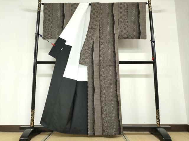 平和屋着物●本場大島紬　7マルキ　吉祥間道　正絹　逸品　DABG2374ud