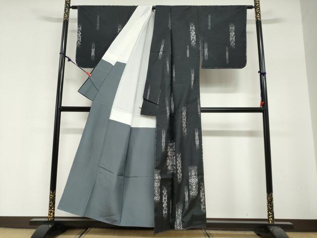 平和屋着物●本場染大島紬　訪問着　短冊花鳥文　正絹　逸品　未使用　DABG2375ud