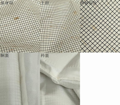 平和屋着物●ぜんまい紬　格子文　正絹　逸品　DABG2379ud