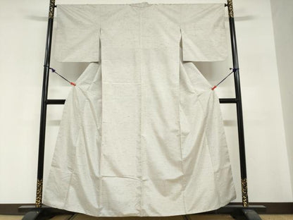 平和屋着物●ぜんまい紬　格子文　正絹　逸品　DABG2379ud