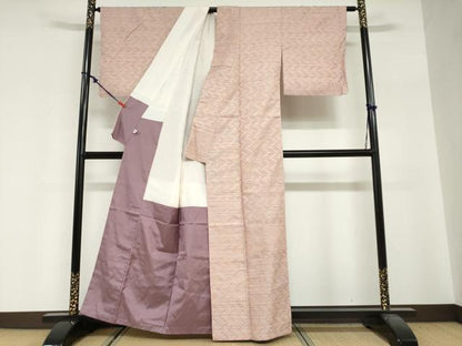 平和屋着物●菅原工房　菅原結作　漢方染紬　変わり格子文　証紙付き　正絹　逸品　DABG2380ud