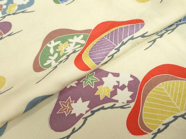 平和屋着物●上質な小紋　駒刺繍　草花松文　金糸　正絹　逸品　DABG2383ud