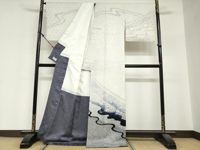 平和屋着物●訪問着　総絞り　流水花文　暈し染め　やまと誂製　正絹　逸品　DABG2384ud