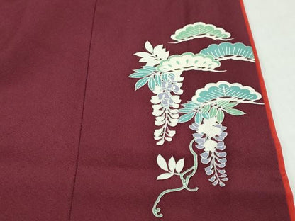平和屋着物●豪華振袖　駒刺繍　女人御所車草花文　暈し染め　金彩　正絹　逸品　DABG2388ud