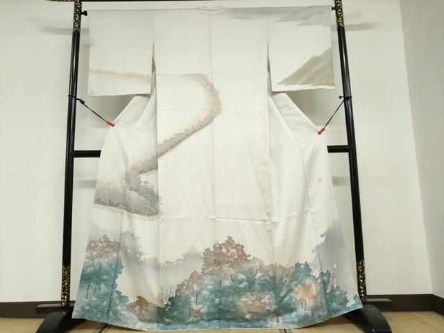 平和屋着物●訪問着　作家物　樹林文　金彩　正絹　逸品　DABG2398ud