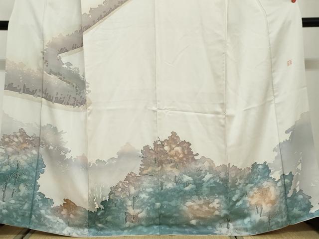 平和屋着物●訪問着　作家物　樹林文　金彩　正絹　逸品　DABG2398ud