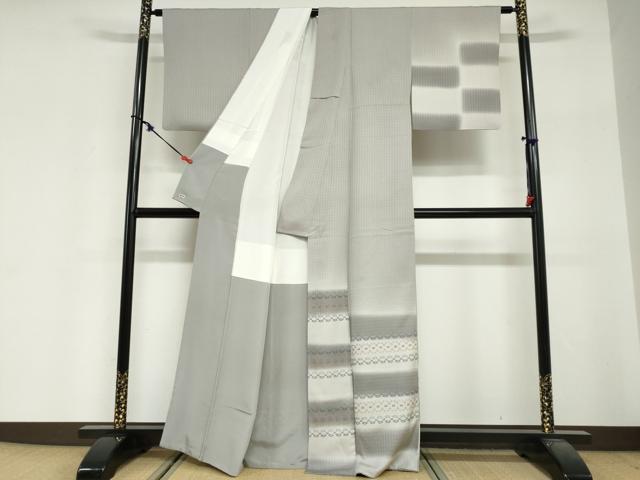 平和屋着物●訪問着　花織　横段幾何学文　暈し染め　三越扱い　正絹　逸品　DABG2402ud