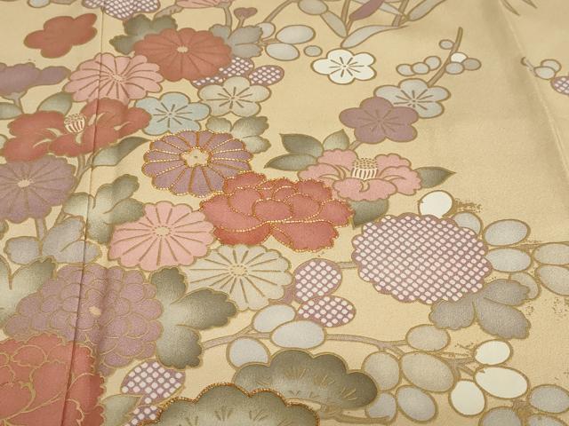 平和屋着物●訪問着　駒刺繍　枝花文　金彩　正絹　逸品　DABG2403ud