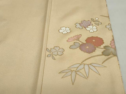 平和屋着物●訪問着　駒刺繍　枝花文　金彩　正絹　逸品　DABG2403ud